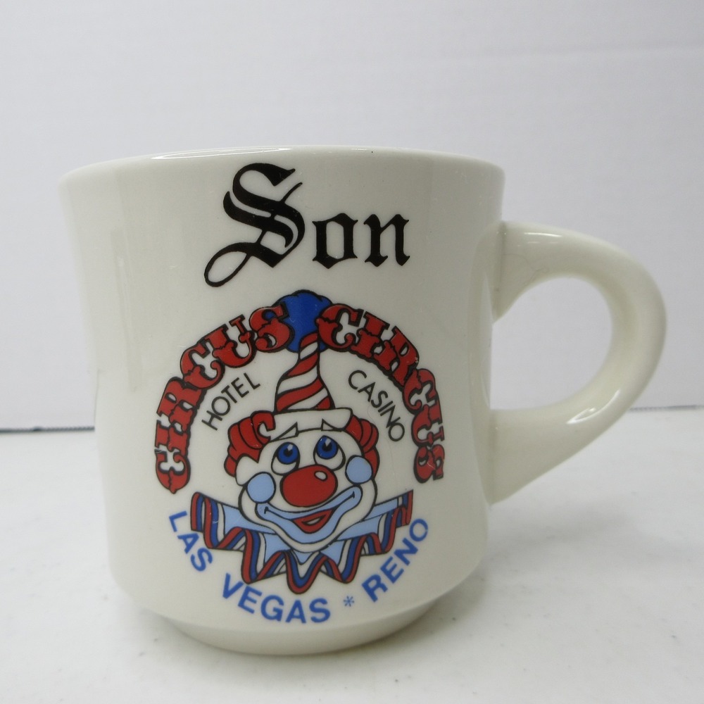 Vtg Circus Circus Hotel Casino Las Vegas Reno Clown Coffee Mug SON Collectible